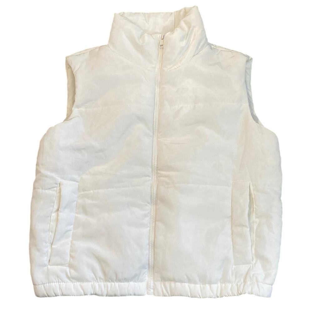 JUST BE White Puffer Vest Womens Large NWOT Full Zip Sleeveless Jacket